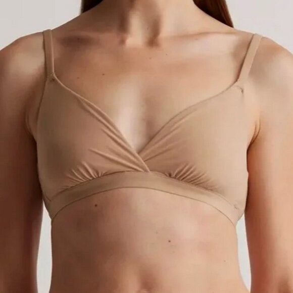 NWT Quince Second Skin Crossover Bralette (2-pack) in Sand Size Small - Picture 2 of 7